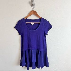 Postmark Purple Peplum Mixed Ruffle Blouse